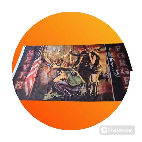 VETERAN BIKERS NEVER FORGET Wall Flag | POW/MIA Vietnam Memorial Flag 3x5 - Picture 1 of 8